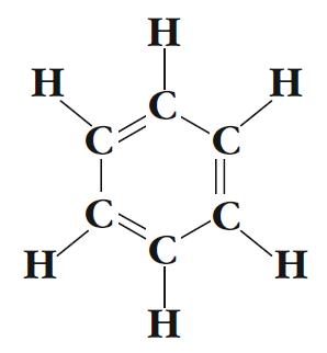 Valenzstrichformel des Benzol-Moleküls