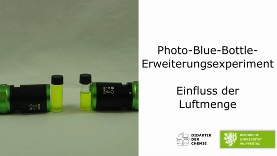 Photo-Blue-Bottle Erweiterungsexperiment: Einfluss der Luft